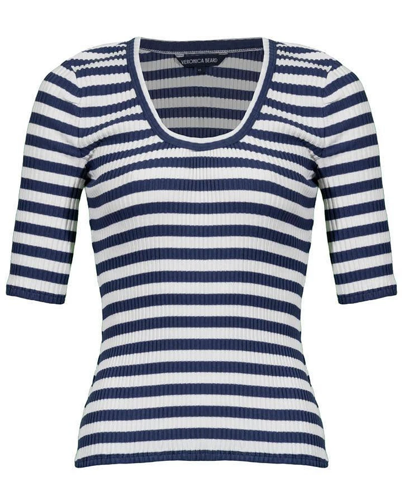 Veronica Beard Anafi Stripe Scoop Neck Tee