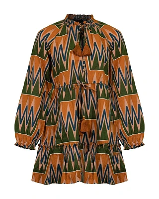 Danica Printed Linen Dress with Buttons