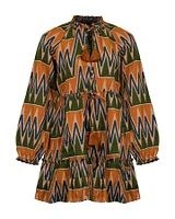 Danica Printed Linen Dress with Buttons