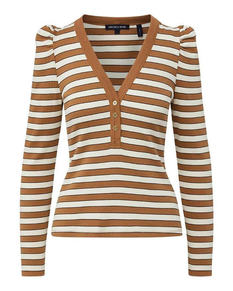 Veronica Beard Dekalb Striped Puff Sleeve Top