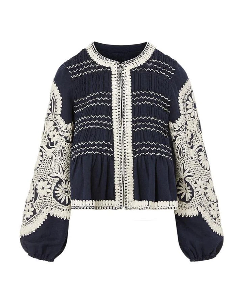 Dorian Embroidered Linen Jacket