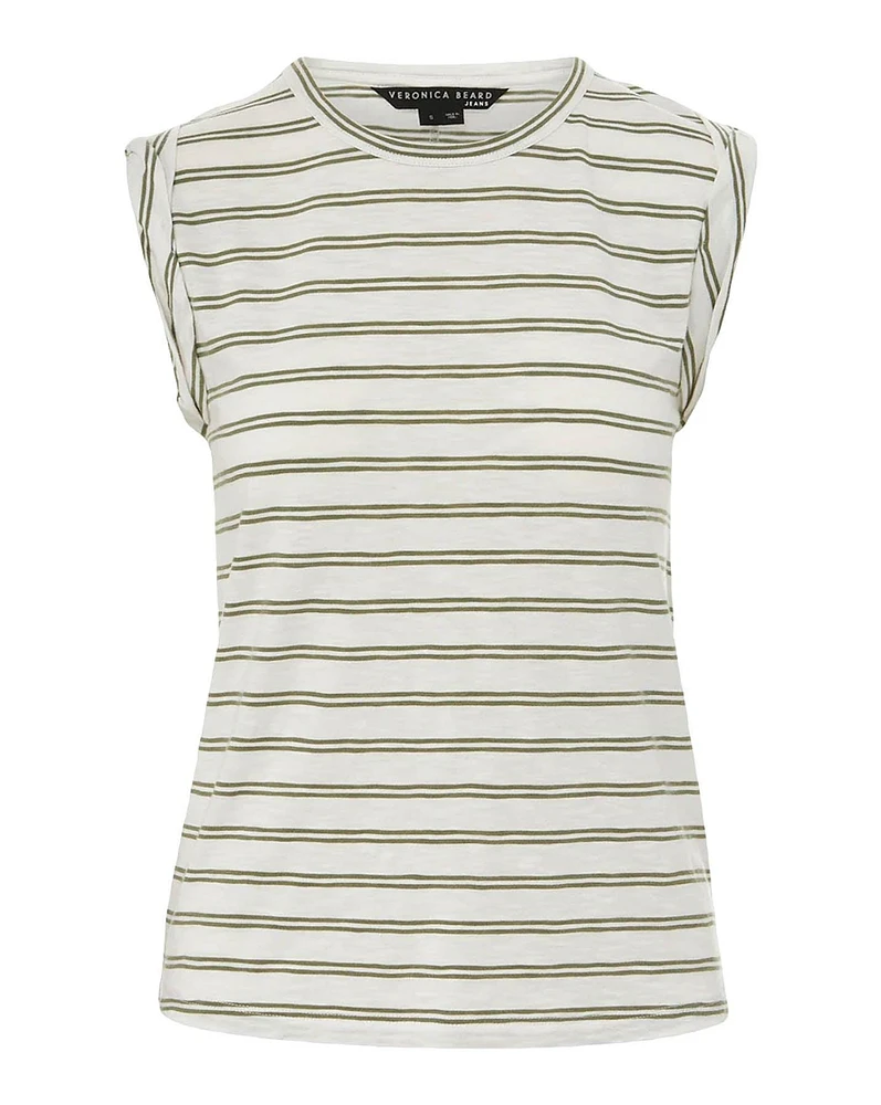 Dree Striped Muscle Tee White Sage