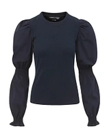 Fawn Puff Sleeve Top Navy