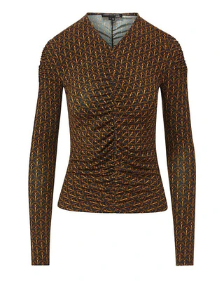 Veronica Beard Neeta Stirrup-Print Ruched Top
