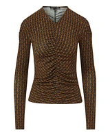 Veronica Beard Neeta Stirrup-Print Ruched Top