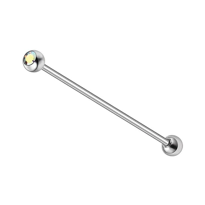 Surgical Steel Crystal Industrial Barbell 14g