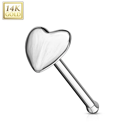 14K Gold Heart Nose Bone 20g