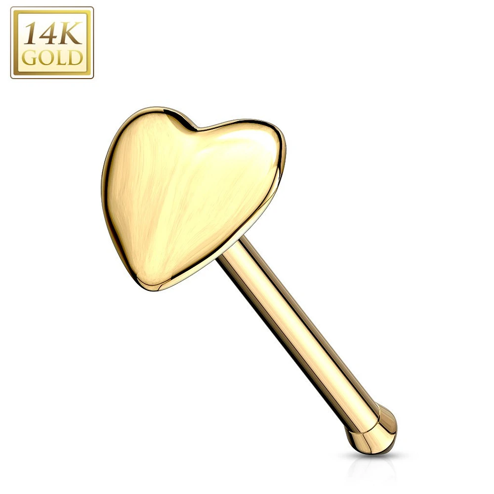 14K Gold Heart Nose Bone 20g