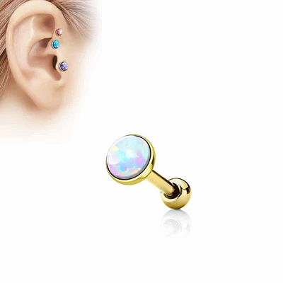 PREMIUM Bezel-Set Opal Cartilage Stud 16g