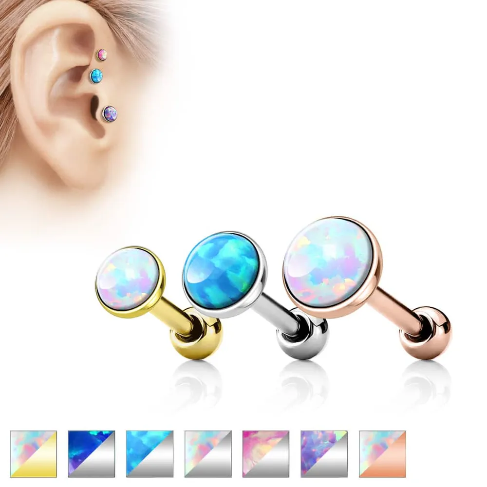 PREMIUM Bezel-Set Opal Cartilage Stud 16g