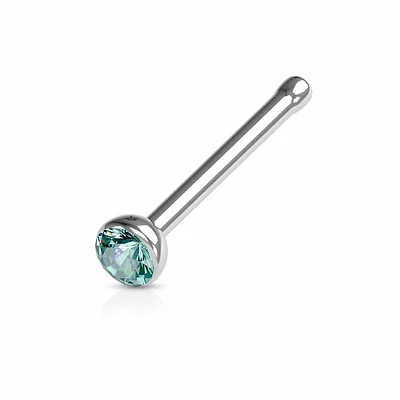 PREMIUM Surgical Steel Bezel-Set Round Nose Bone 18g