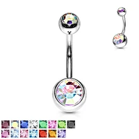 Surgical Steel Crystal Navel Barbell 14g