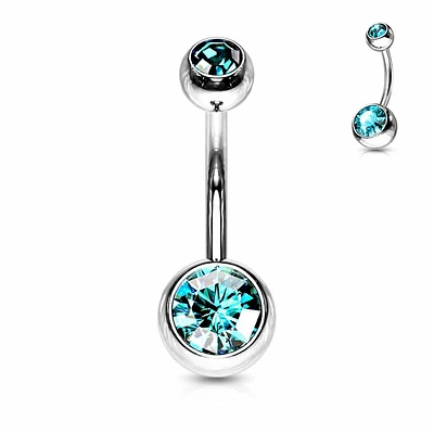 Surgical Steel Crystal Navel Barbell 14g