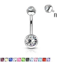 Internally Threaded Crystal Navel Barbell 14g