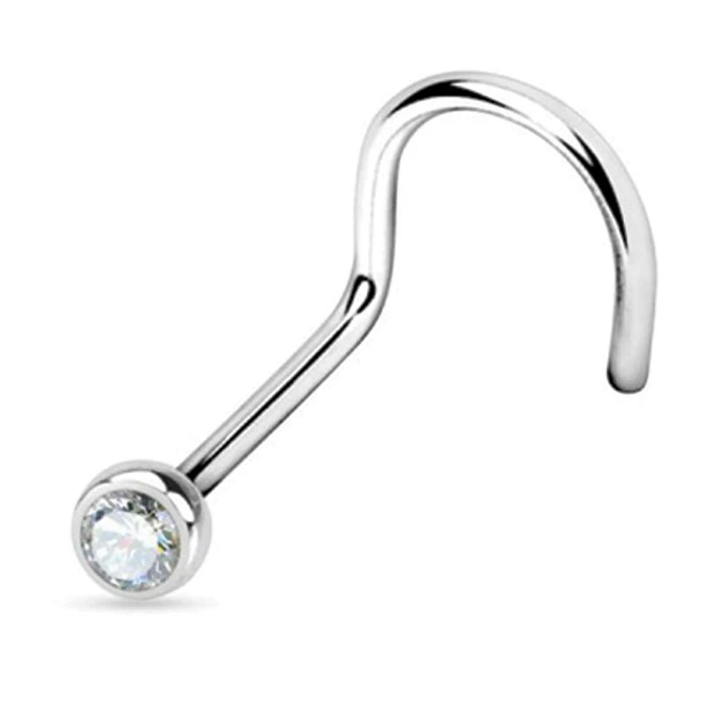 Surgical Steel Threaded Crystal Nose Screw 18g
