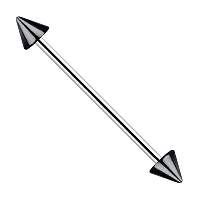 Surgical Steel + Titanium Spiked Industrial Barbell 14g