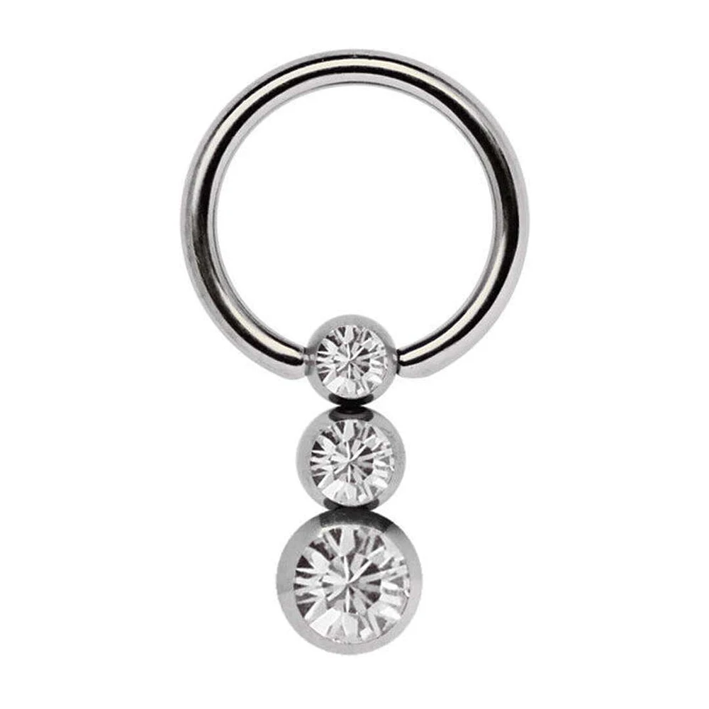 Tiered Jewel Captive Bead Ring 14g