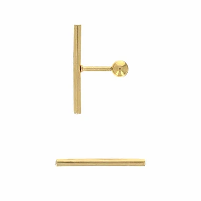 Straight PVD Gold Bar Cartilage Stud 16g