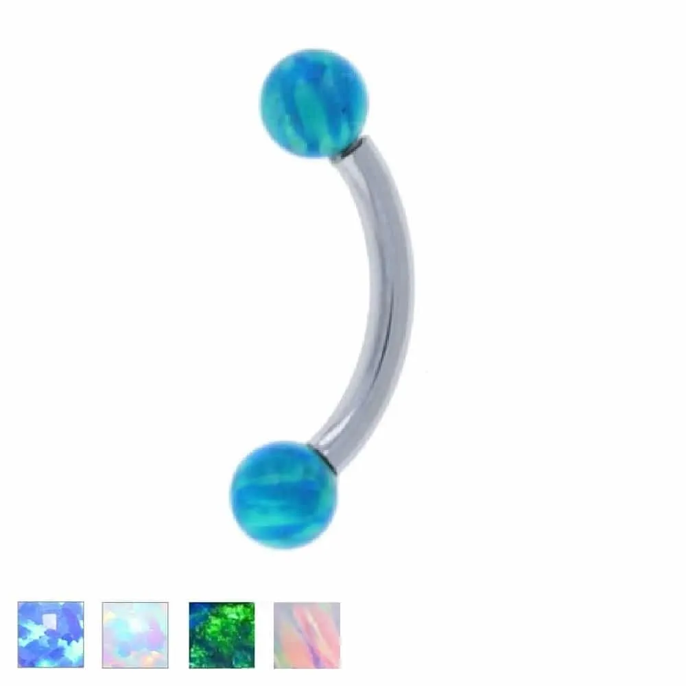 PREMIUM Titanium Opal Curved Barbell 16g