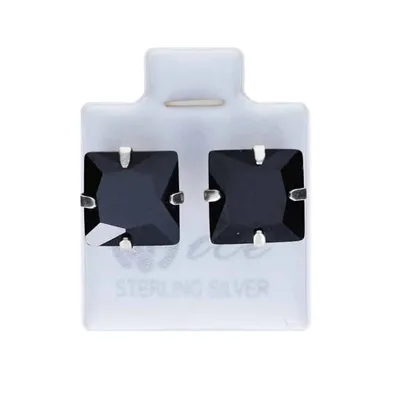 Sterling Silver Black Square Ice Earrings