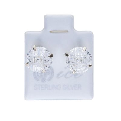 Surgical Steel Clear Etched Round Ice Earrings