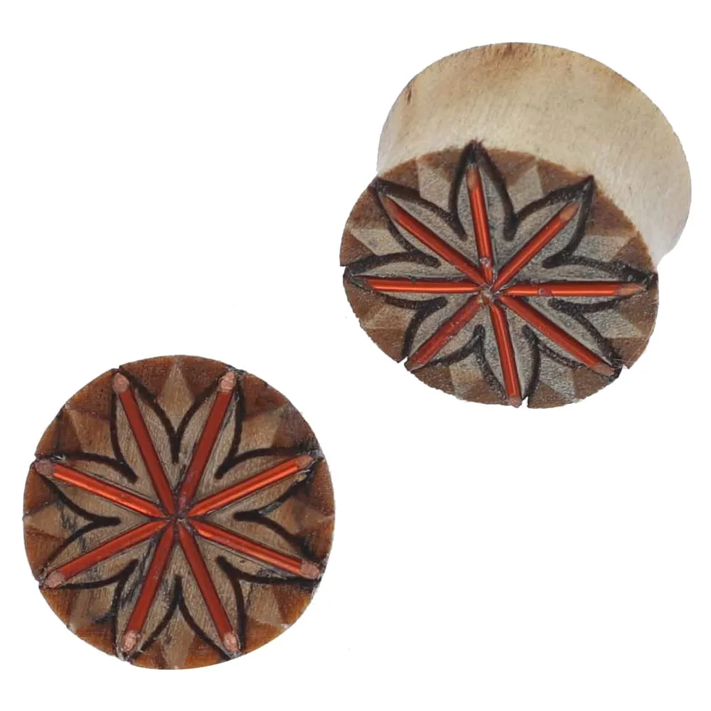 Crocodile Wood + Copper Flower Plug 00g – 5/8