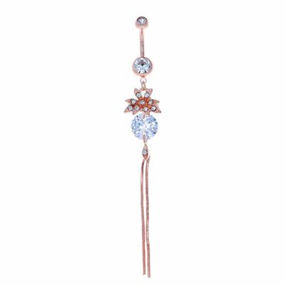 Crystal Disk + Chains Navel Dangle 14g