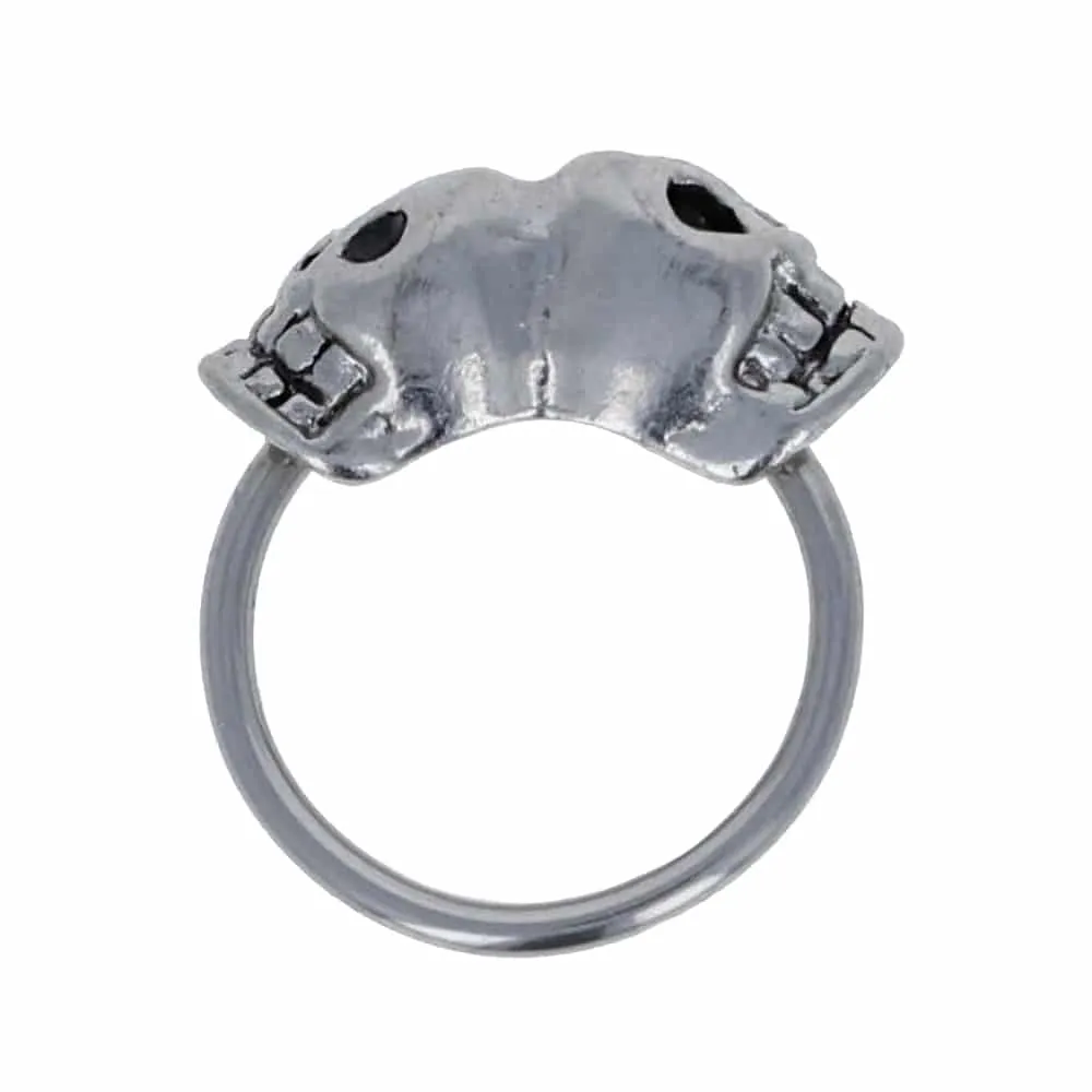 Dual Skull Captive Bead Ring 14g