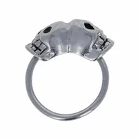 Dual Skull Captive Bead Ring 14g