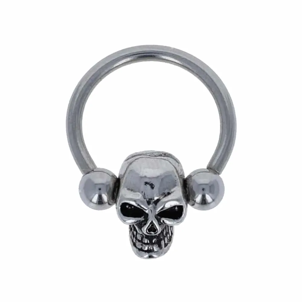 Skull Captive Bead Ring 14g