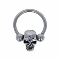 Skull Captive Bead Ring 14g