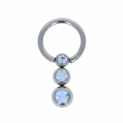 Tiered Jewel Captive Bead Ring 14g