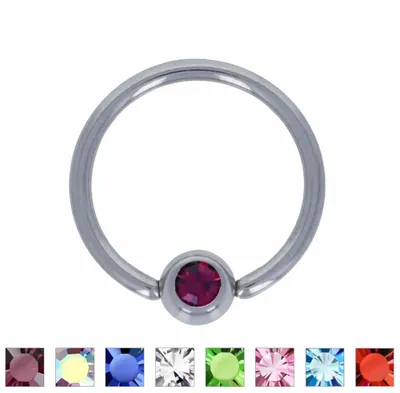Surgical Steel Jewel Captive Bead Ring 18g-14g