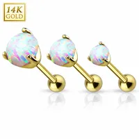 14k Gold Opal Cartilage Stud 16g