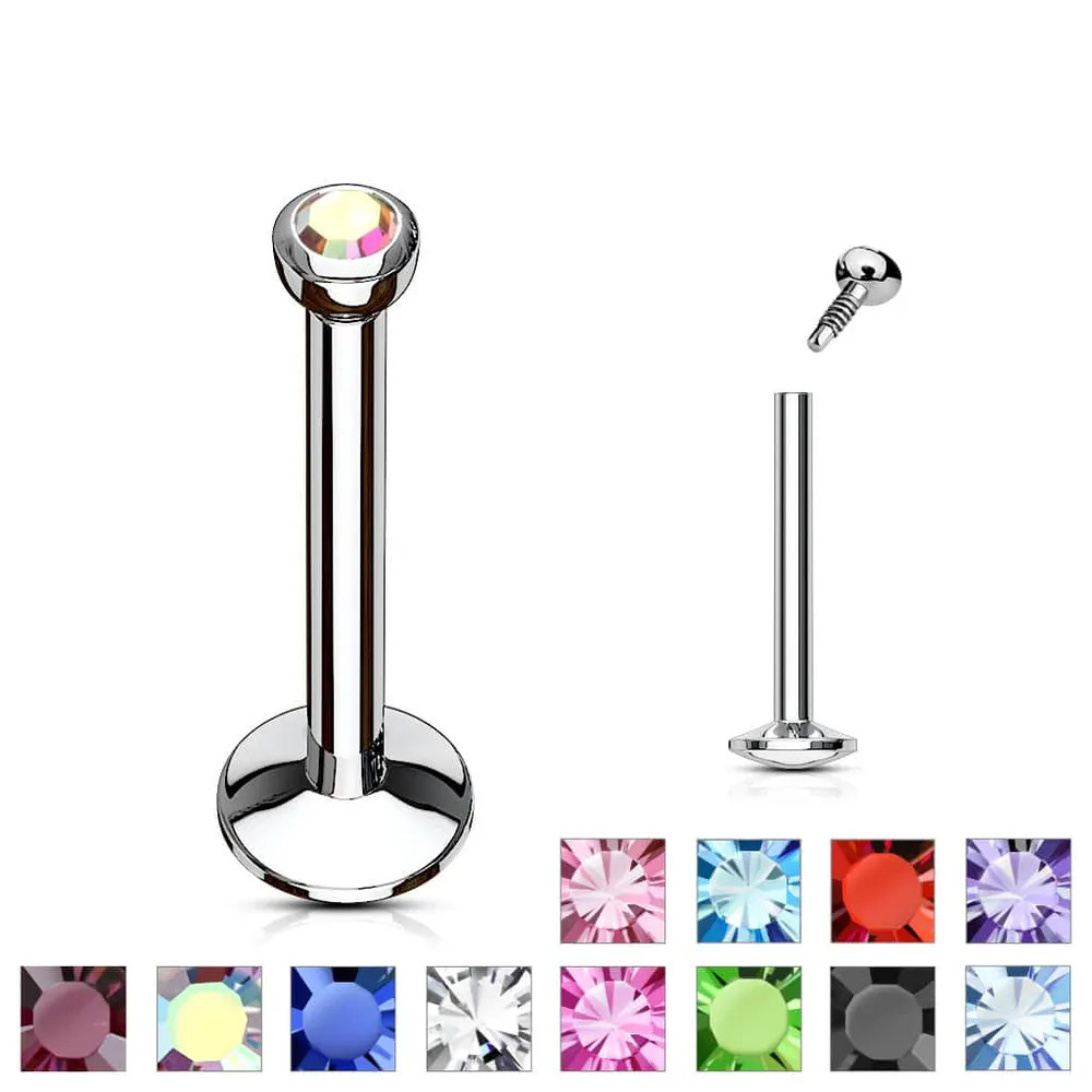 Internally Threaded Crystal Labret 16g-14g