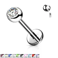 Surgical Steel Crystal Labret 16g-14g