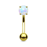 14K Gold Opal Curved Barbell 16g