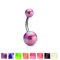 Coloured Pearl Lucite Navel Barbell 14g