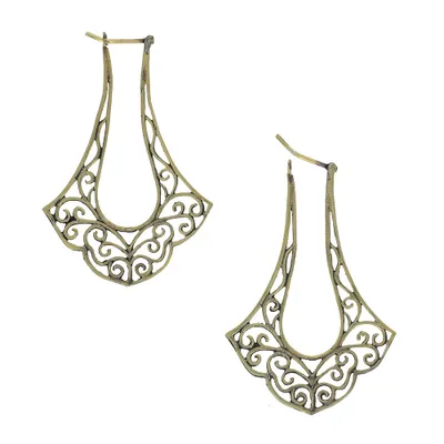 Brass Filigree Teardrop Hangers