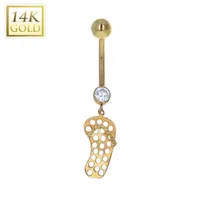 14K Gold Flip-Flop Navel Dangle 14g