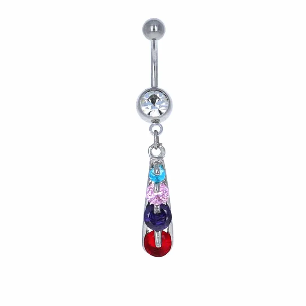 Tiered Colour Crystal Navel Dangle 14g