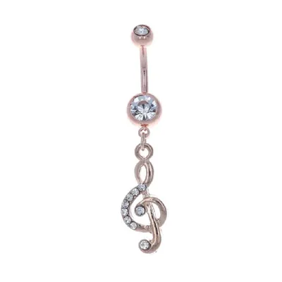 Crystal Treble Clef Belly Dangle 14g