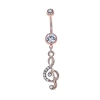 Crystal Treble Clef Navel Dangle 14g