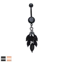 Black Crystal Leaves Navel Dangle 14g