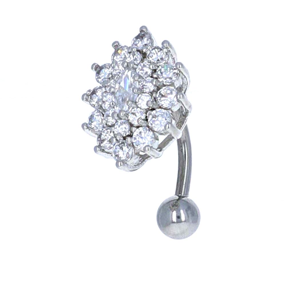 Marquise + Halo Inverted Navel Barbell 14g