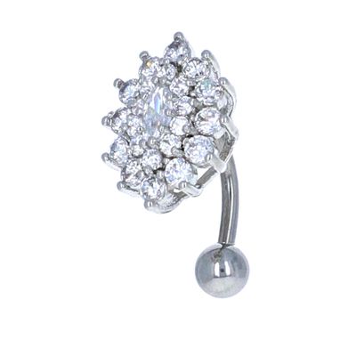 Marquise + Halo Inverted Navel Barbell 14g