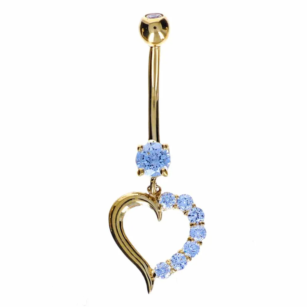 14K Gold Heart Belly Dangle 14g