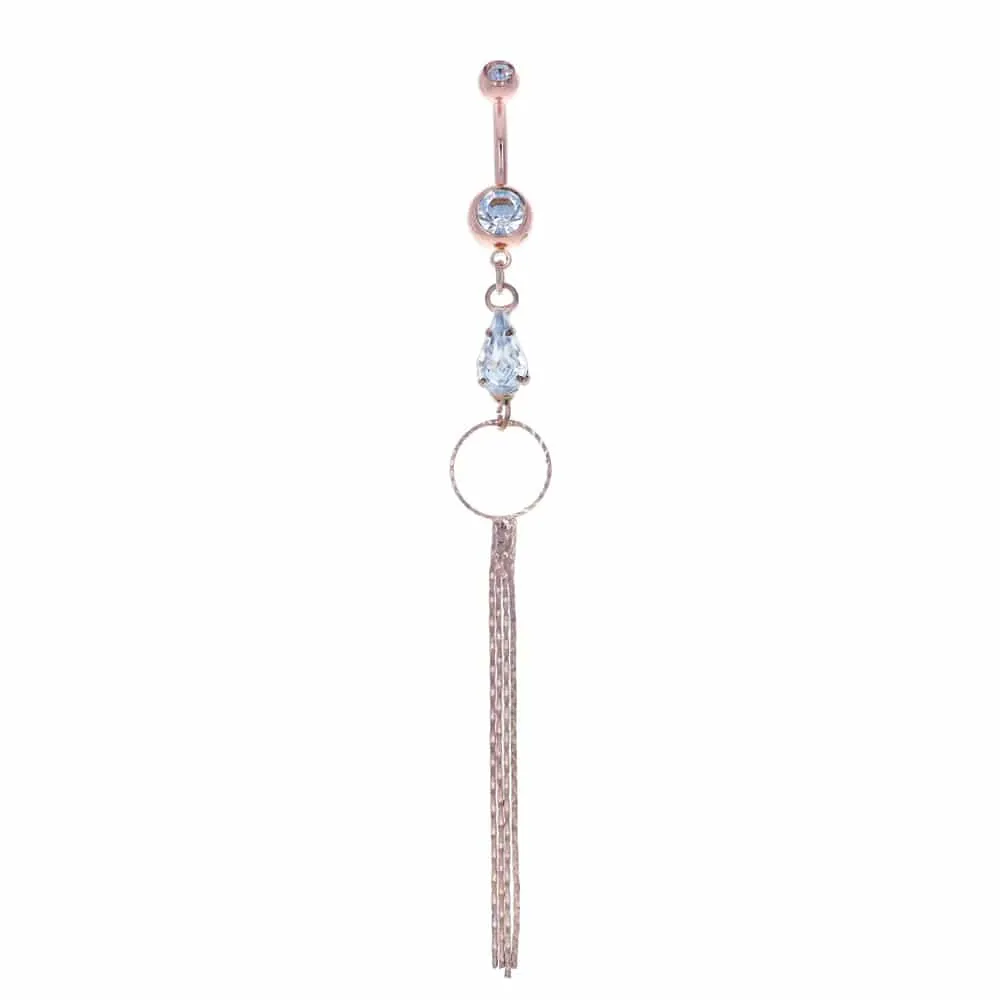 Teardrop Jewel + Chains Navel Dangle 14g