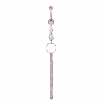 Teardrop Jewel + Chains Navel Dangle 14g