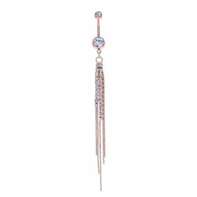 Dual Crystal Chain Belly Dangle 14g